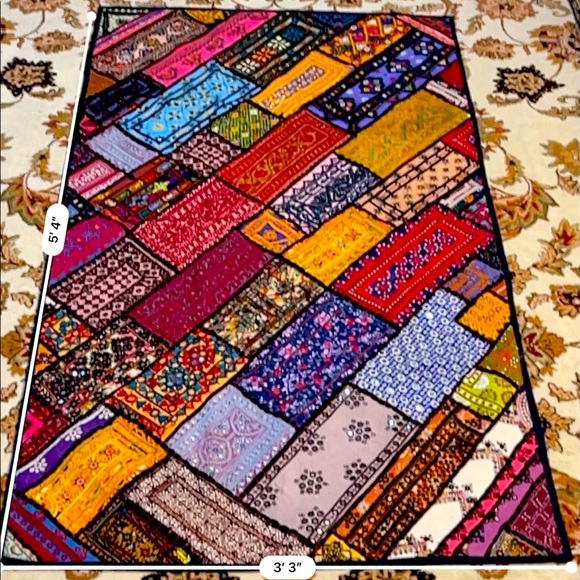 Hand made embroidered patch work wall hanging